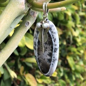 Dendritic Opal/Silver Pearls Sterling Pendant